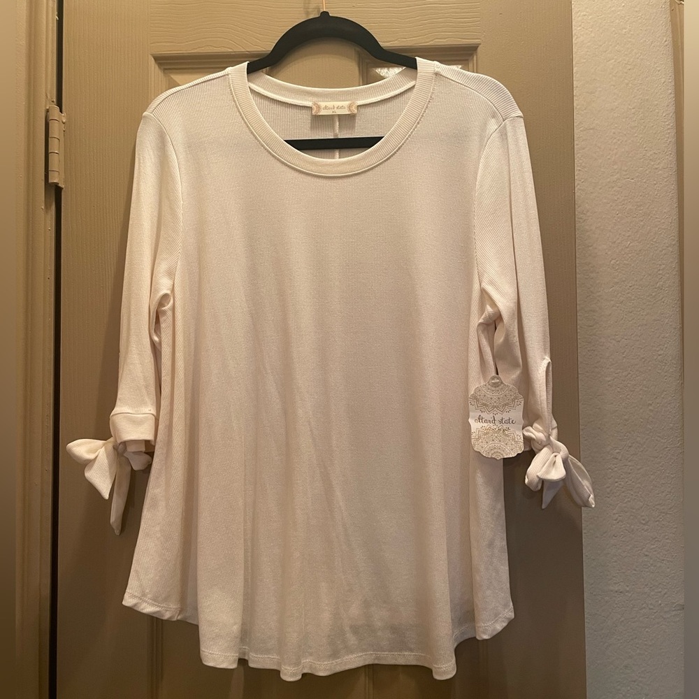 Altar’d State Cream 3/4 Sleeve Top with Ties